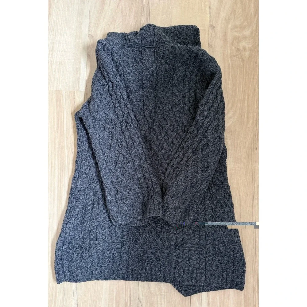 Aran Sweater Market Sweater Womens XXL Gray Cable Knit Hooded Cardigan Ireland
